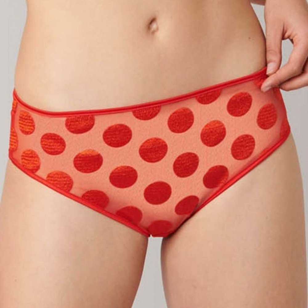NWT M/L French Lingerie Shorty Chili Polka Dot